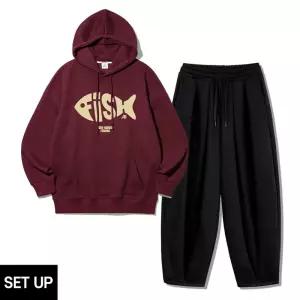 앨빈클로 [SET] 피쉬 오버핏 후드티 벌룬 와이드 팬츠 셋업