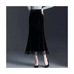 여자 쉬폰 스커트 시폰 벨벳 추동감 힙업 하이웨스트 슬림핏 레이스 머메이드 BE4