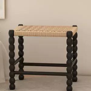 라탄 식탁의자 디자인 소형 등받이 원목체어 카페 스툴 블랙