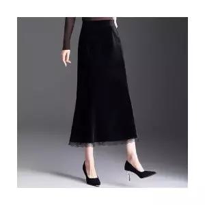 홈센주샵 여성 벨벳 레이스 머메이드 스커트 추동 빅사이즈 슬림핏 힙업 SOH4