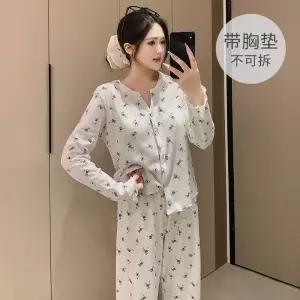 여성 니트 면 잠옷 봄가을 카디건 긴팔 긴바지 밴드 패드 세트 G30Z3N 원템2