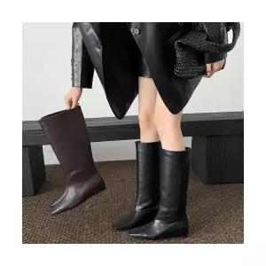 여자 웨지힐 슈즈 가을 겨울 미니멀 부츠 뾰족코 슬리브 힐 하이 빅사이즈 패션 ST4