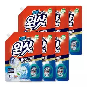 원샷 슈가버블 프레쉬버블 세제 2.1L x 6 용품 대용량 세탁 빨래 대량 향기