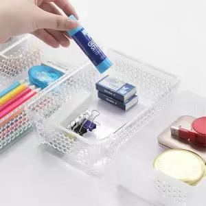 다용도 타공형 투명 정리바구니 피크닉 수납함 소쿠리