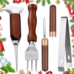 나무 손잡이가 달린 스테인리스 스틸 스 치퍼 4종 세트 바텐더에 이상적인 일본식 크러셔 통. 최고의 조각