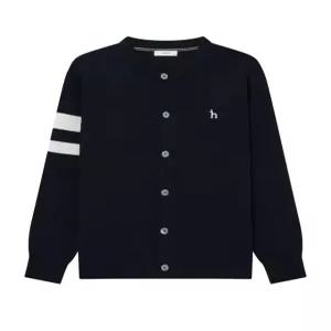 헤지스 남성 24FW 네이비 라인배색 울혼방 가디건 HZSW4D200N2