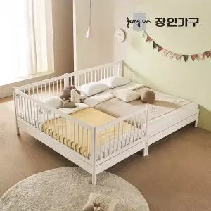 [장인가구]뉴피터 SE0 어린이 원목 저상형 데이베드 패밀리형 침대 SS+Q +본넬유로탑 범퍼포함