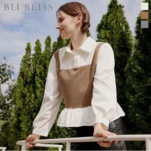 [블루레이스] 뷔스티에 배색 블라우스_B5F1BL5221