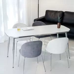 헤일리 W1600 4인용 화이트 실버 식탁의자 세트 패브릭 벨벳 모아체어