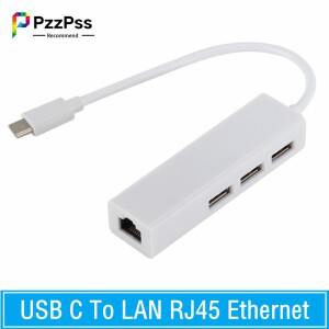 맥북 호환 프로 노트북용 USB 3.1 허브 분배기 C타입 이더넷 네트워크 LAN 어댑터 100Ms RJ45 USB-C 3 포트