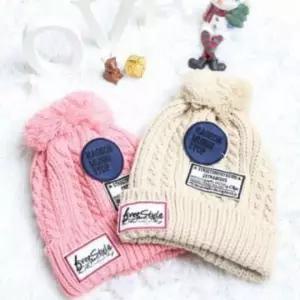 트리플 와펜 털 모자 겨울비니 겨울모자 털모자 니트모자 비니 방울모자