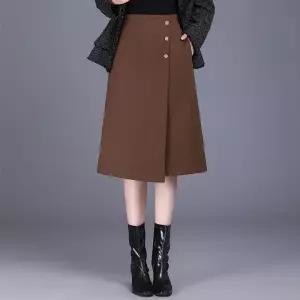 손오천 여자 데일리룩 스커트 롱 언발 A라인 미디 추동 하이웨스트 슬림 커리어 KUK4