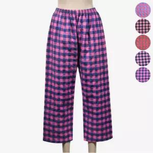 긴 파자마 직선 하의 여자 팬츠 일자 9부 바지 체크 면 잠옷 CWE4C655