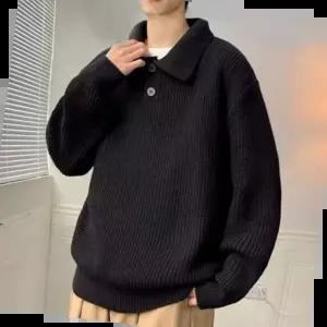 남성긴팔니트티 댄디한 스타일 남자 소프트 투단추 니트 카라티