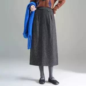 미니코코네 여자 H라인 스커트 에이치 통근 A라인 겨울 슬림핏 하이웨스트 롱 트임 DOS4