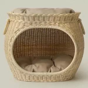 동굴형 라탄 소형견집 실내 통풍 하우스 작은강아지 숨숨집