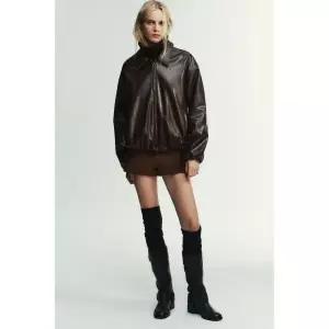 [ZARA] 자라 인조 가죽 봄버 재킷 - 초콜렛 2988795
