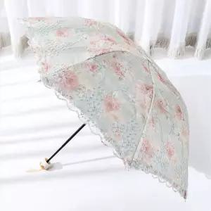 선블럭 장미 자수 레이스 양산 UPF50+ 햇빛차단