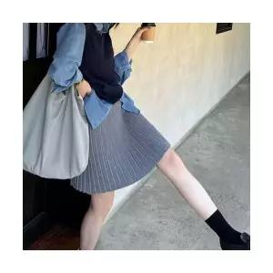 여자 미니 스커트 하객 강렬한 니트 플리츠 추동 하이웨스트 A라인 ST4