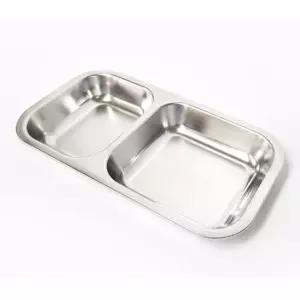 국산 스텐 간식접식 직사각형2구 캠핑접시 스텐접시 2구간식접시