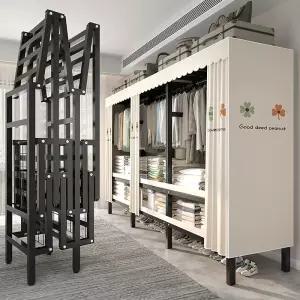 조립식 행거 원룸 옷장 수납 선반 커튼 이동식