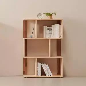 파티션책장 좁은책장 틈새책꽂이 고무나무 3단 좌측형 2516