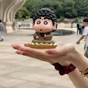 부처 짱구 피규어 차량용 대시보드 인테리어 장식 불교 기도하는 신짱 선물