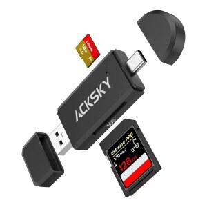 [미국배송] ACKSKY USB C SD 카드 리더 및 3.0 마이크로 어댑터 SD/MICRO SD/SDHC/SDXC/MMC용 고속 메모리 리더 애플호환/PC/안드로이드/카메라/노트북과 호환되는 타입C