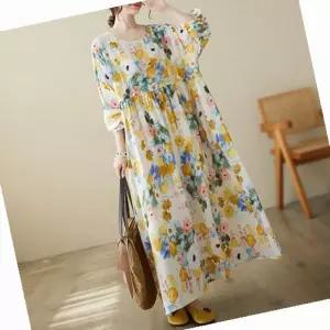 롱원피스 파스텔 플라워 로맨틱 롱 면 원피스 여름 치마