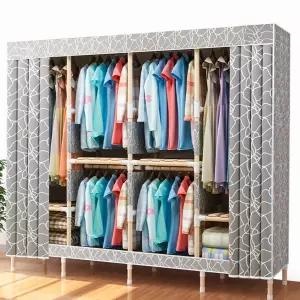 GGRO 원목 조립식 간이 옷장 행거 커튼형행거 원룸옷장