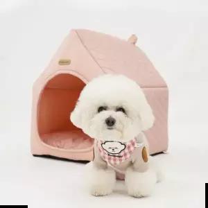 애견하우스 예쁜 강아지 집 크림 하우스 (핑크) 숨숨집