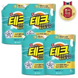 [LG생활건강]테크 호르몬 특유취 제거 실내건조 액체세제 일반 리필 2L x 4개