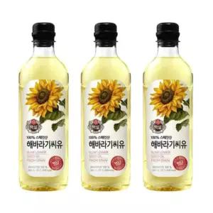 백설 해바라기씨유 900ml 3개 식용유 쿠킹오일 대용량