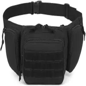 TGpao 전술 허리 팩 건 홀스터를 착용한 남성용 방수 패니 대용량 및 통기성 메쉬를 갖춘 팩(블랙)
