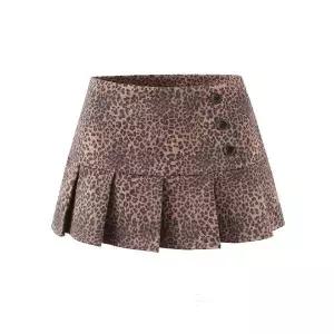 픽토 여자 쉬폰 스커트 겨울 캐주얼 빈티지 호피 플리츠 이너 젠4