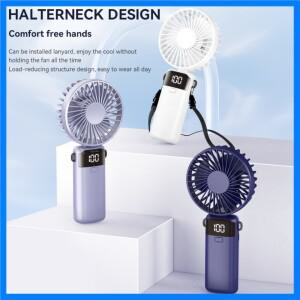 미니 팬 Type-c 1200mAh 충전식 90 °   접이식 냉각 휴대용 휴대용 선풍기 학생 기숙사 Led 디지털 디스플
