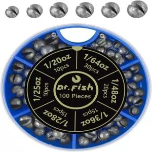 닥터피쉬 100피스 /박스 스플릿 샷 싱커 키트 - 플라이 낚시 담수 송어 대량 구색을 위한 6가지 사이즈