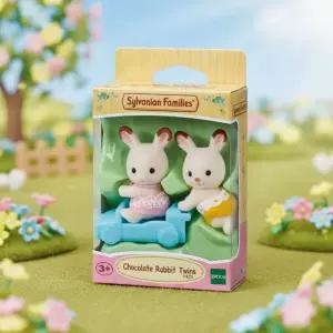 실바니안 초콜릿 토끼 쌍둥이 역할놀이 토끼인형 아기 피규어 돌보기 동물 캐릭터 미니어처