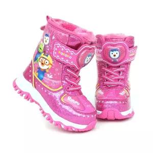 하트 뽀로로 발광 부츠 캐릭터 여아동 방한 털신 스키 신발 겨울 여자아이 LED