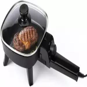 뚜껑이 있는 큐엔 8.5인치 전기 프라이팬 논스틱 세라믹 조절 가능한 온도 조절기 아침 식사용 600W 일회용