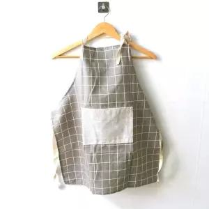 앞치마 린넨앞치마 체크 북유럽풍 포켓-회색 앞치마 북유럽앞치마