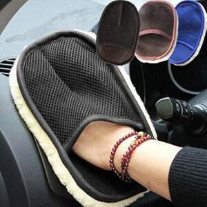 E-유니버설 세차 장갑 - 소프트 스크래치 프리 스타일링 울 청소 브러시 클리너 모터사이클 세탁기 케어(블랙)