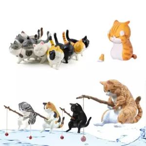 동물 테라리움 캐릭터 고양이 절망 야옹이 미니어처] 귀여운 반려 장식 피규어 소품 낚시하는 [3종 산책
