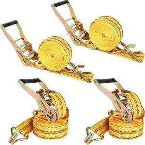 HUBun4 팩 래칫 타이 다운 스트랩 2인치 x 20피트 8 000파운드 브레이크 강도 트럭 트레일러 및 이동을