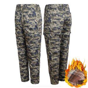 [노블진]카모얼룩기모 작업복바지 카고 남성 겨울 등산복