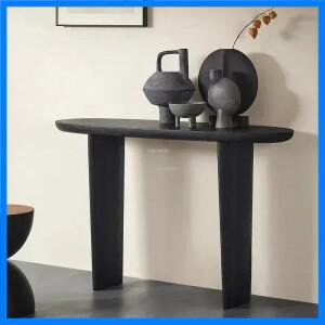 노르딕 스타일 현관 콘솔 캐비닛 블랙 레트로 원목 콘솔 테이블 거실 가구 벽면 설치 좁은 테이블