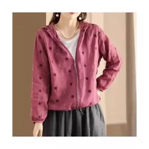 여자 야구 점퍼 잠바 앤티크 외투 긴팔 입체자수 루즈핏 봄가을 캐주얼 모시 후드 여름 ST5