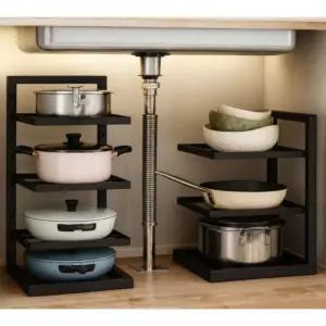 후라이팬 정리대 싱크대 하부선반 주방   선반 정리용품 3단 4단