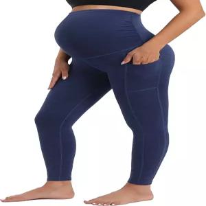 IUGA 임산부 레깅스 오버 더 벨리 버터리 소프트 요가 바지와 포켓 임신 여성용 액티브웨어