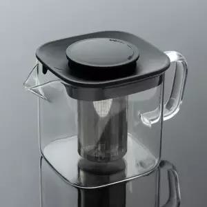 스퀘어 내열유리 투명 티포트 차주전자 손잡이형 거름망 차포트